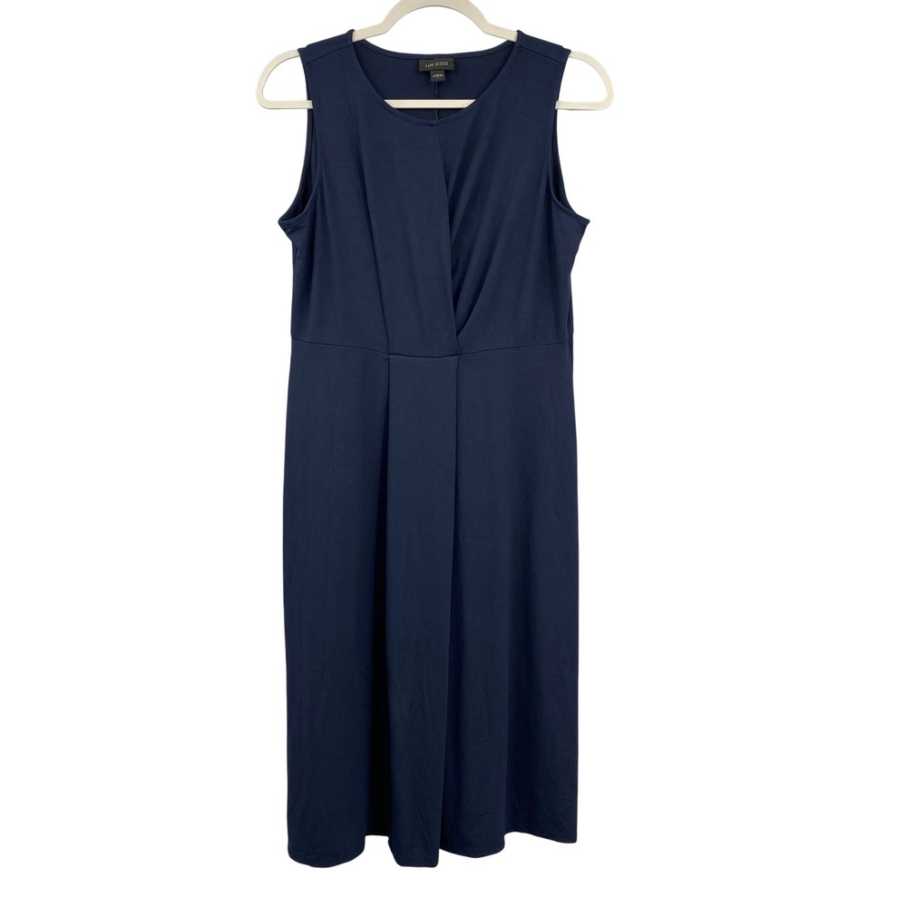 J. Jill Wearever Collection Navy Blue Sleeveless Wrap Front Midi Dress Women's S